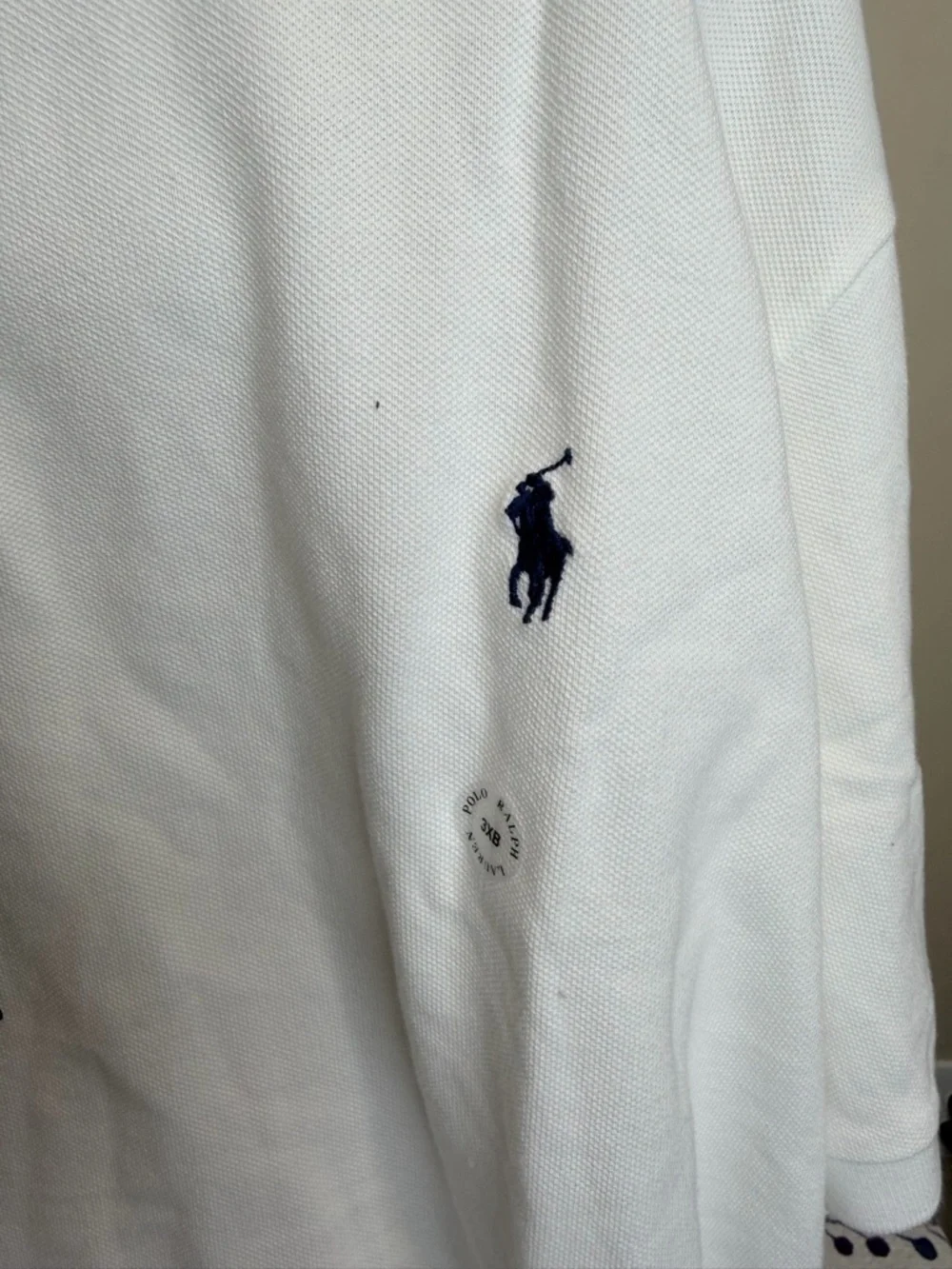 Polo by Ralph Lauren Men's White Pique Polo with Navy Pony - Picture 2 of 9